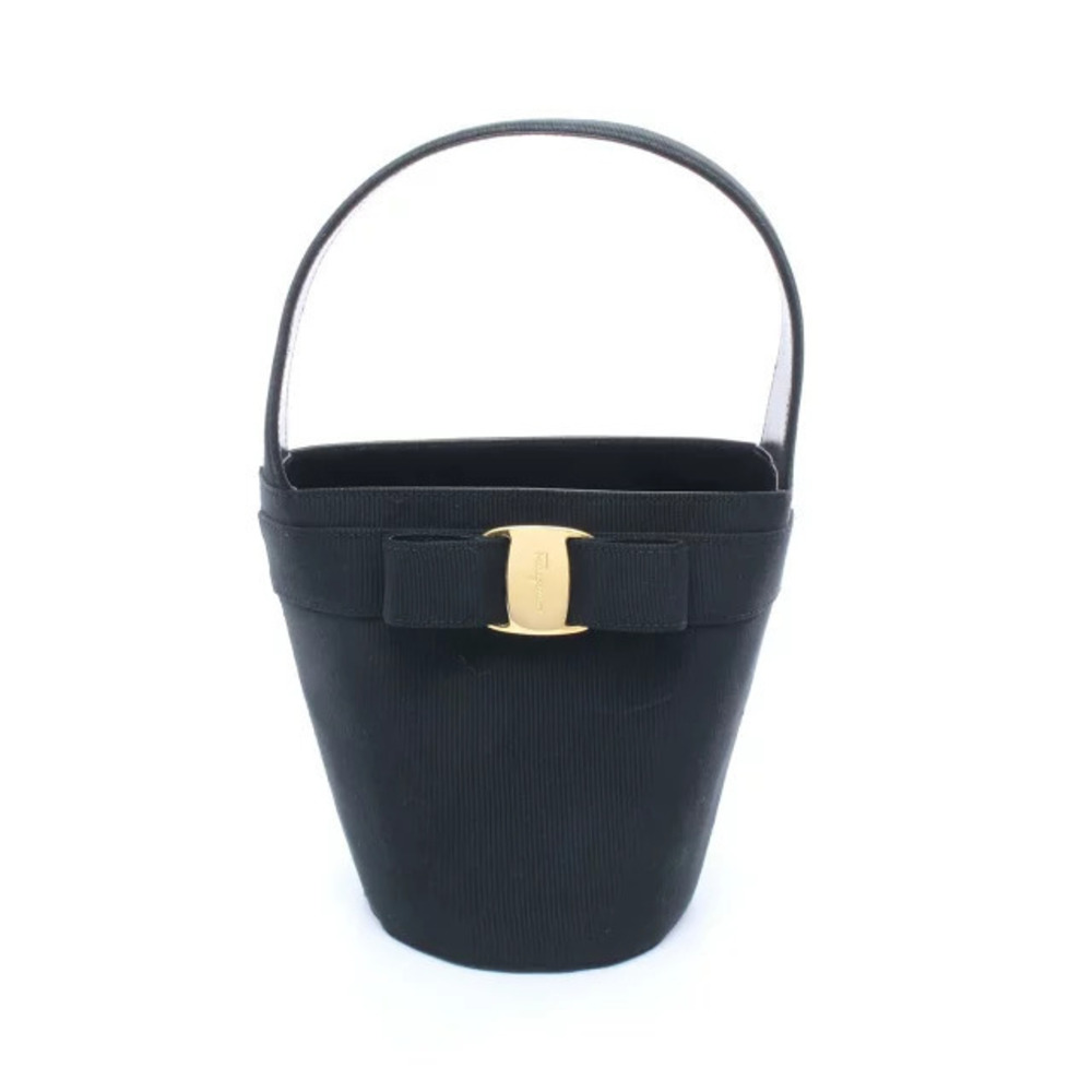 Salvatore Ferragamo Vara Ribbon Handbag Canvas Black